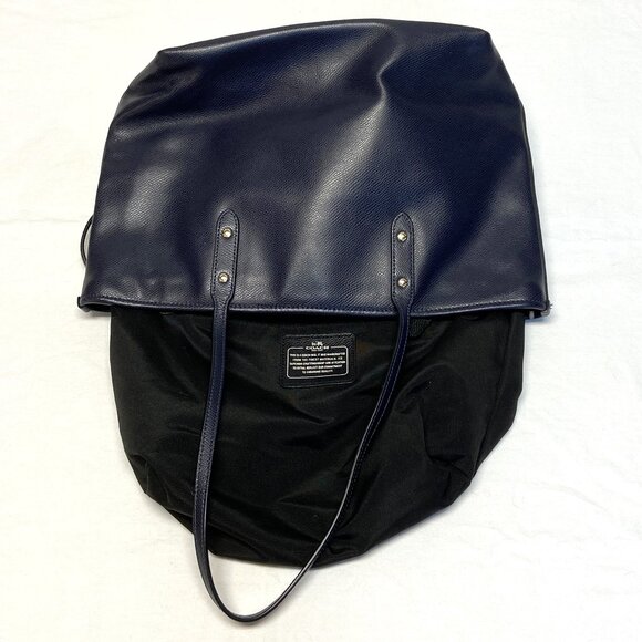 Coach City Zip Top Double Handle Tote Cross Grain Leather Handbag Navy F36875 - Picture 11 of 14